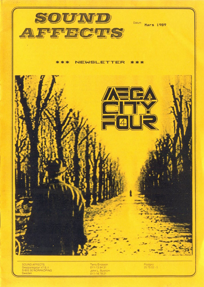Omslaget till Sound Affects Newsletter 1989 mars
